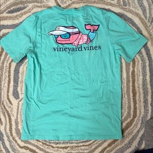 Vineyard Vines Green Pocket Tee with Whale Graphic